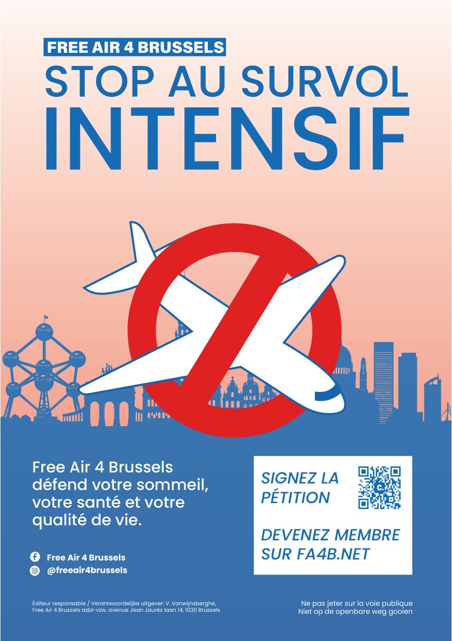 Affiche Free Air 4 Brussels : STOP au survol intensif